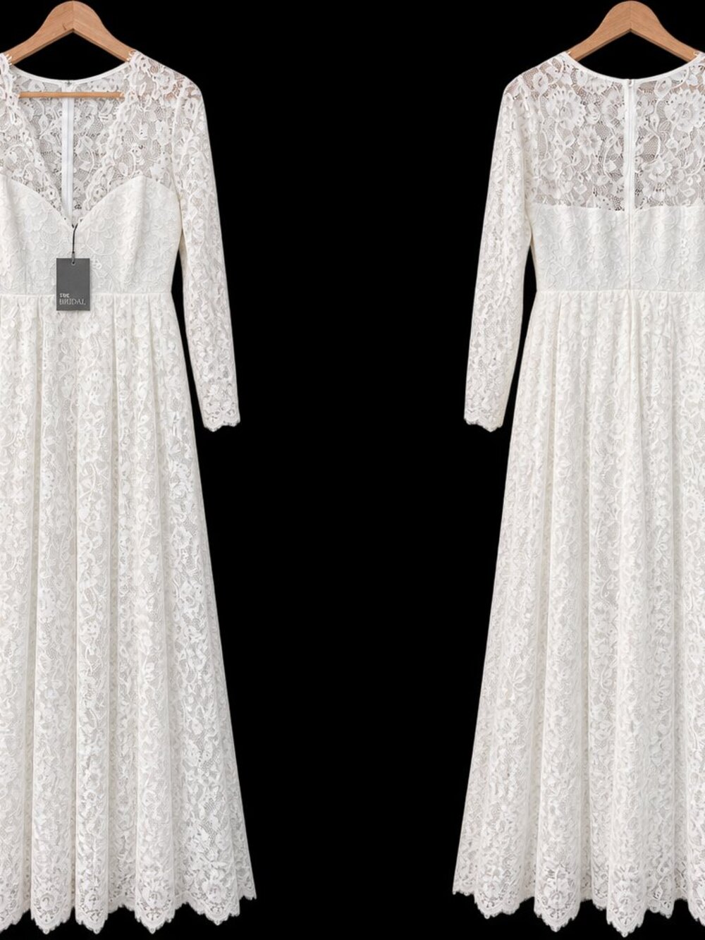 ASOS Bridal White Lace Long Sleeve Wedding Dress Gown  NWT US 12